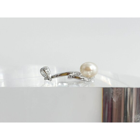 Heart Shaped Pearl Adorned Tiny Sterling Silver 925 Vintage Pendant | Charm - Picture 9 of 9